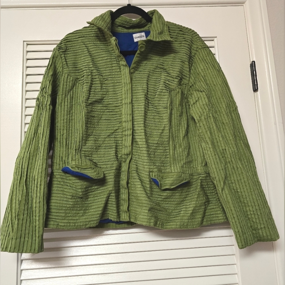 Chico's - (Plus-Size) Textured Long-Sleeve Jacket With Hidden Buttons & Pockets